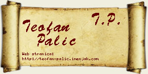 Teofan Palić vizit kartica